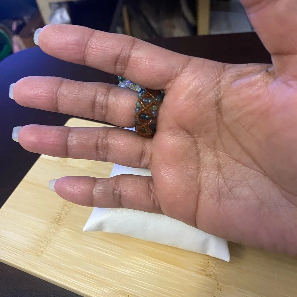 Elegant Blue and brown Beaded Ring